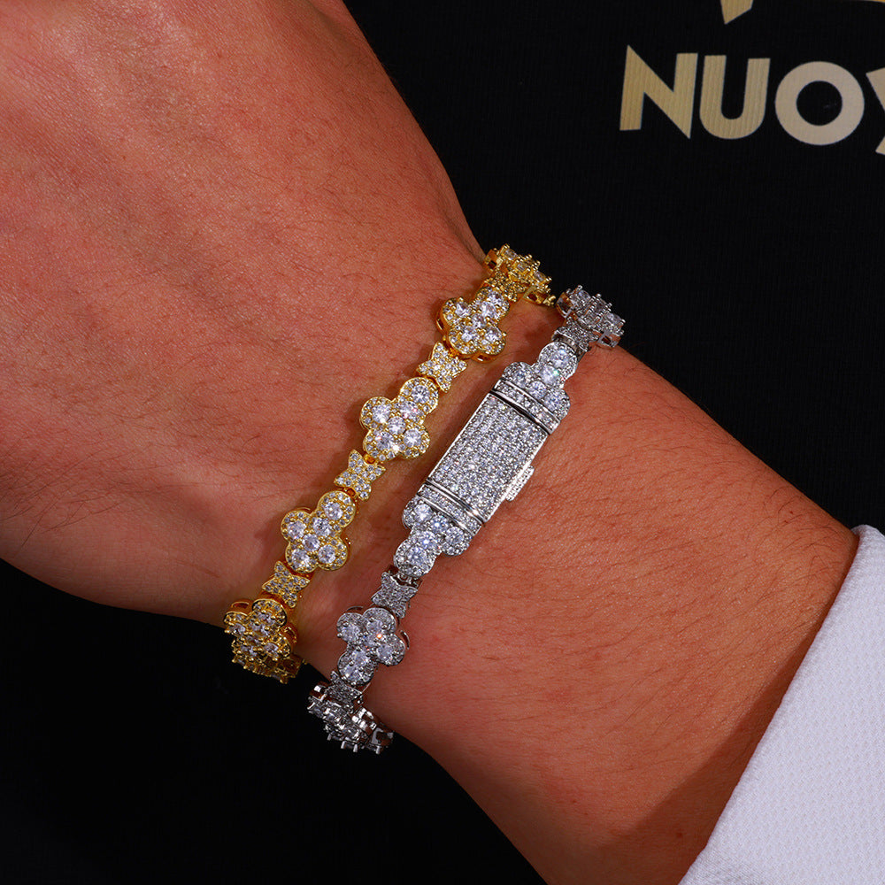 Hip-Hop Cross Men's Bracelet - Full Diamond Trendy Bracelet