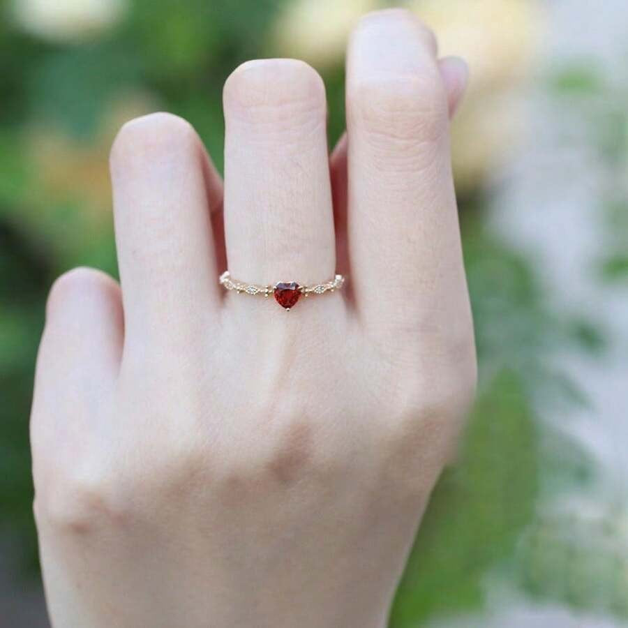 Heart Gemstone Band Set (Light Luxury Niche Romantic Ring)