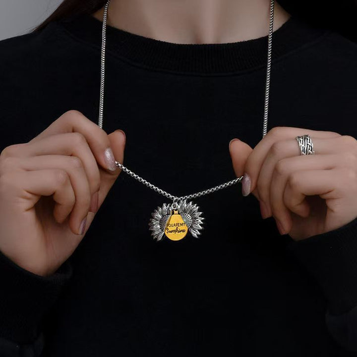 Fashion Creative Openable Sunflower Pendant Alloy Versatile Sweater Chain