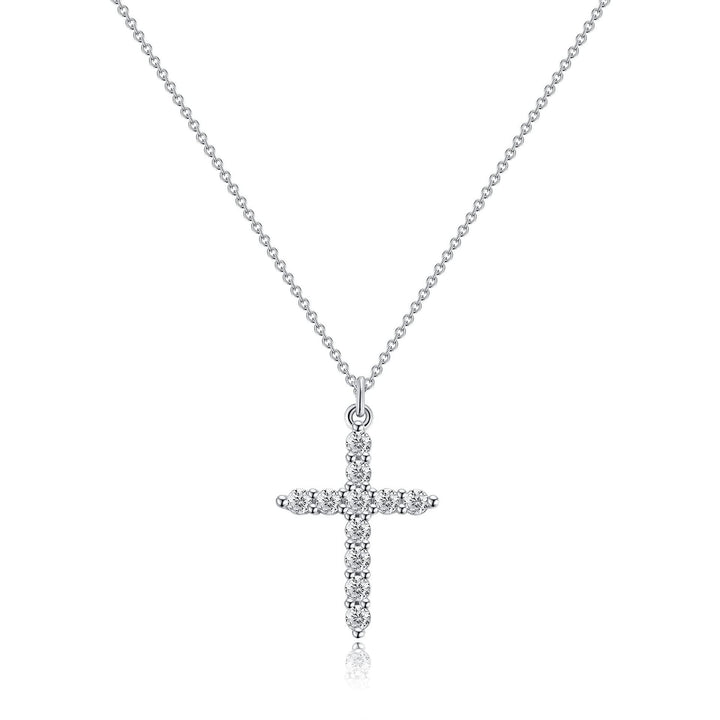 S925 Sterling Silver Full Diamond Cross Necklace – Hip-Hop Minimalist Unisex Design