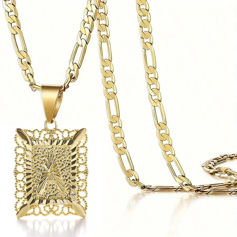 Square 14K Gold Alphabet Necklace