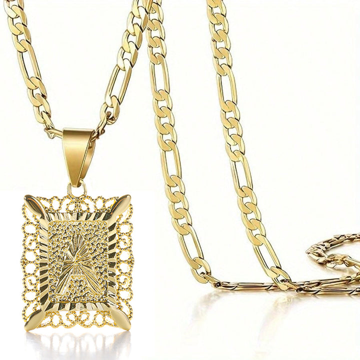 Square 14K Gold Alphabet Necklace