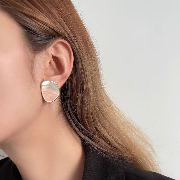 Irregular Geometric White Shell Earrings