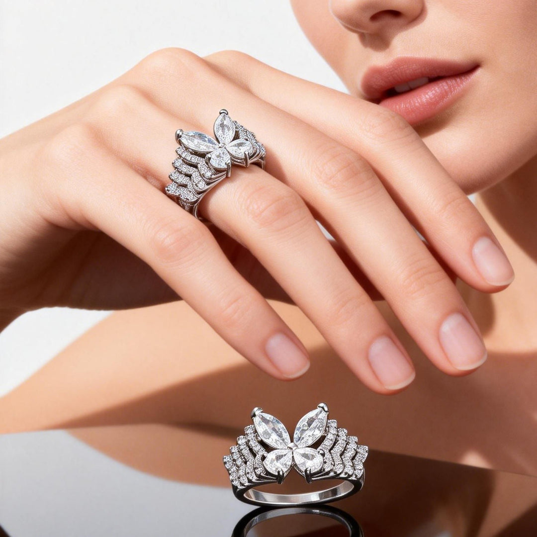 Full Pavé Butterfly Ring (Light Luxury Niche Romantic Band)