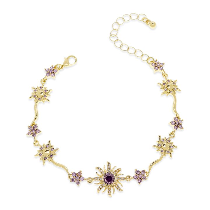 Elegant Gold-Plated Purple Sunflower Bracelet for Women
