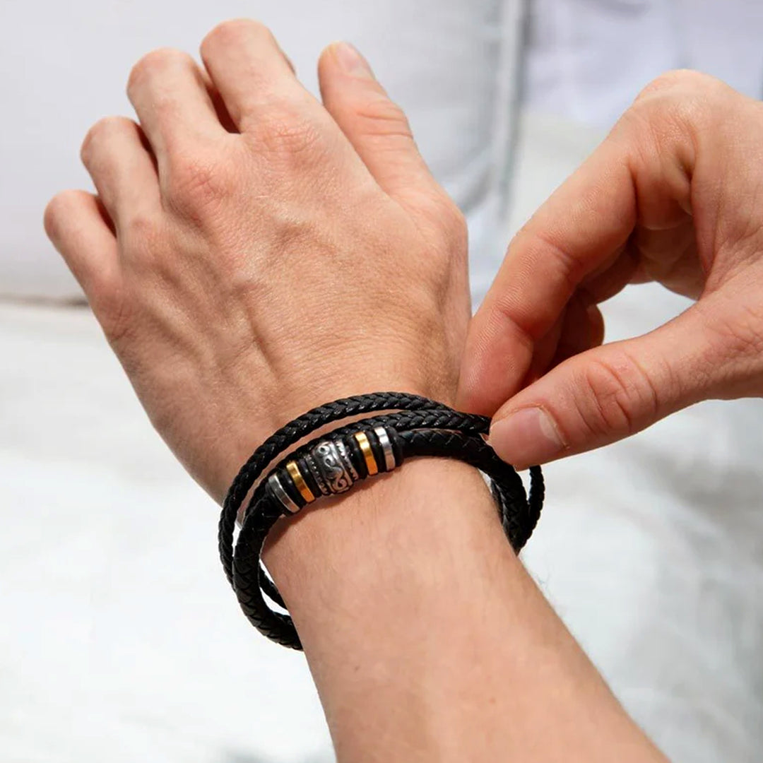 "To My Dad" Braided Leather Men's Bracelet (Father's Day Gift Box Set)