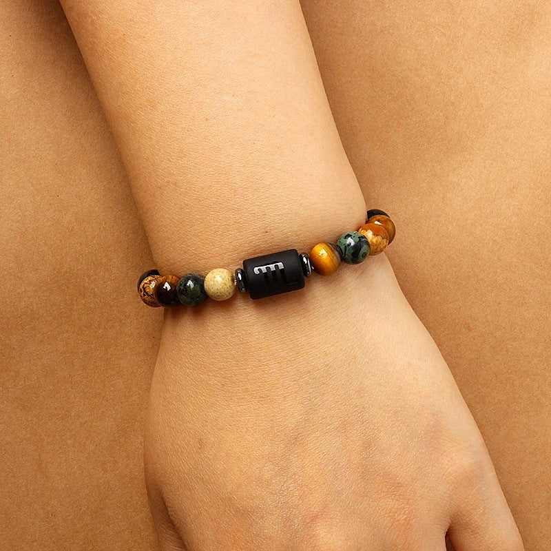 12 Constellations Obsidian Tiger Eye Stone Bracelet
