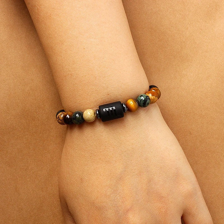 12 Constellations Obsidian Tiger Eye Stone Bracelet