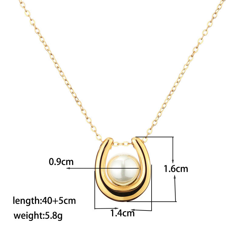 Horseshoe Pearl Choker (Light Luxury Minimalist Elegance Style)