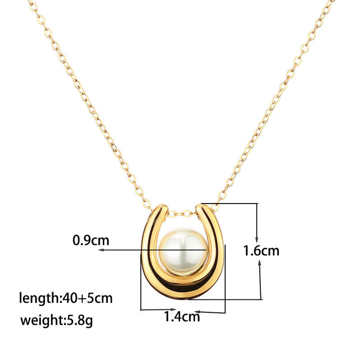 Horseshoe Pearl Choker (Light Luxury Minimalist Elegance Style)