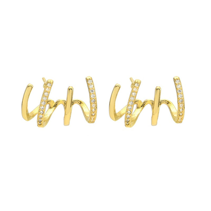 Wave Curve Diamond-Inlaid Earrings (Minimalist Agile Style Series)