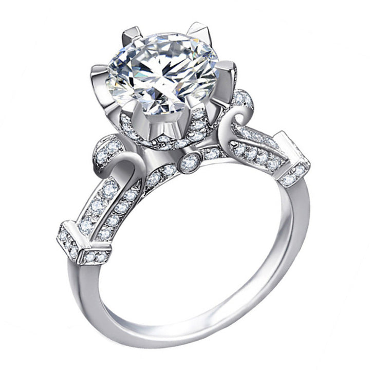 Palace Pattern Center Stone Ring (Women's Luxury Vintage Style)