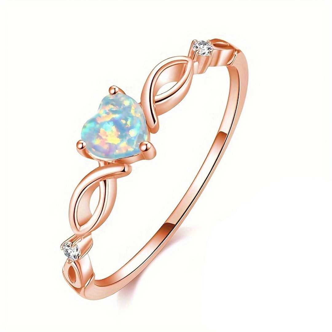 Heart Opal Intertwined Ring (Light Luxury Niche Iridescent Ring)