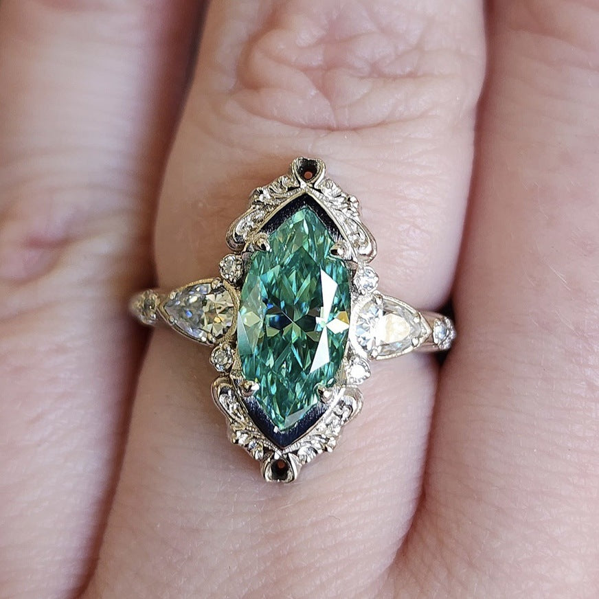 Victorian Style Marquise Cut Vintage Diamond Ring