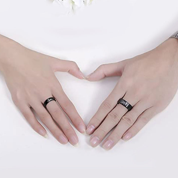 King & Queen Black Couple Rings - Eternal Love Titanium Steel Matching Rings