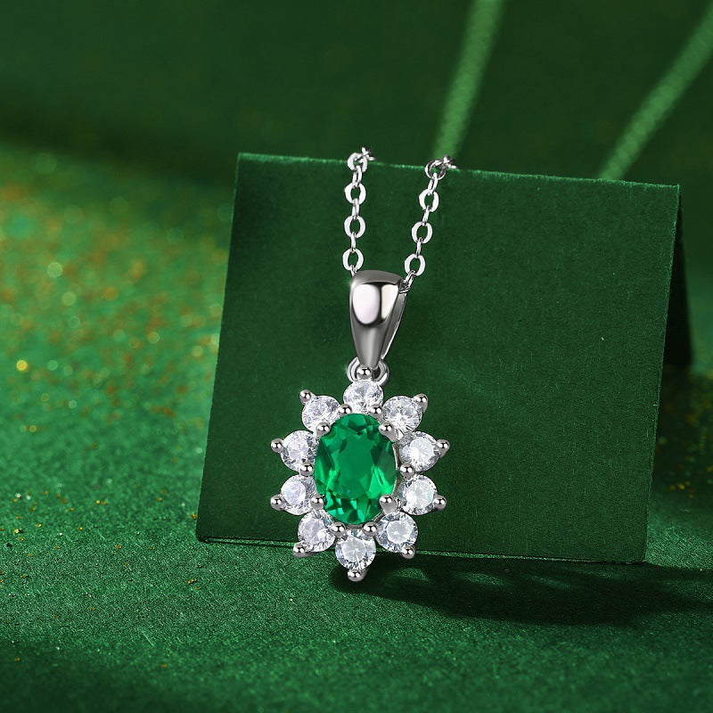 S925 Sterling Silver Emerald Green Pendant
