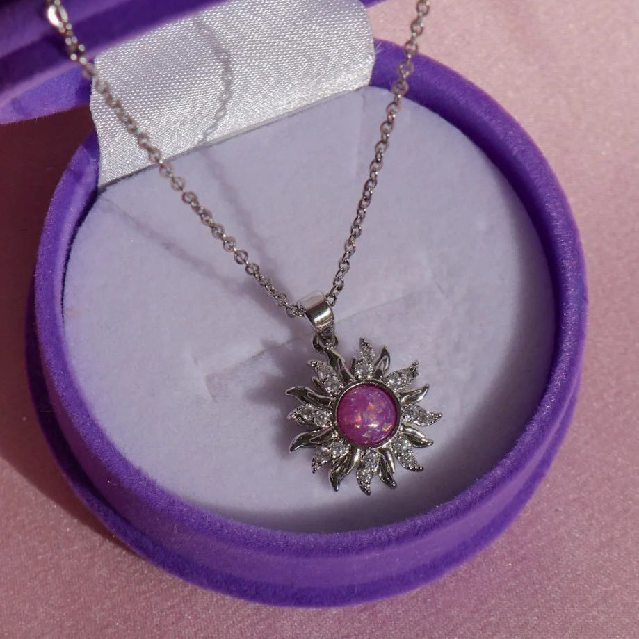 Vintage Dopamine Sun Opal Pendant Necklace & Earring Set