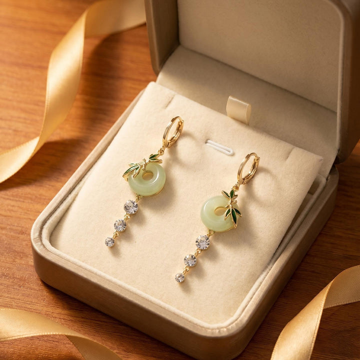 S925 Silver Bamboo Ping An Knot Drop Earrings