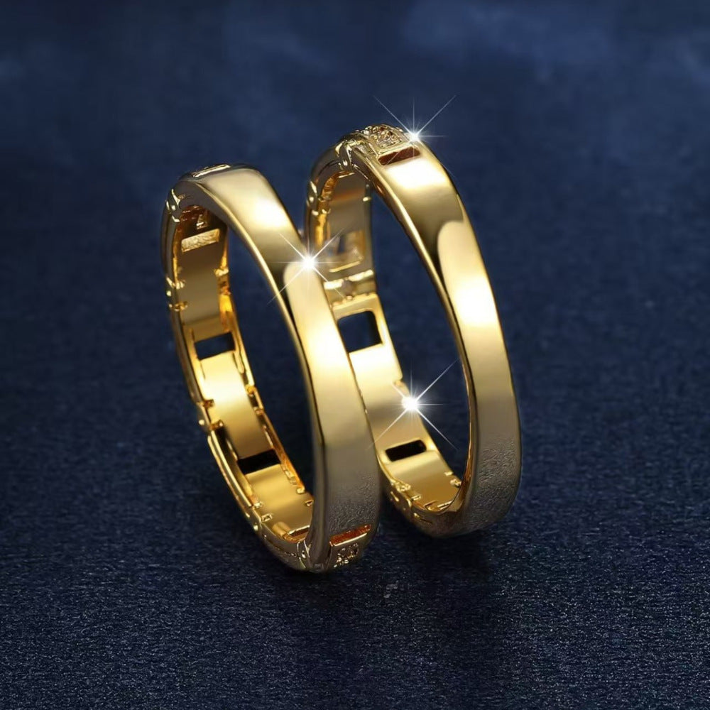 Geometric Segmented Double Layer Stackable Ring (Luxury Ritual Personalized Style)