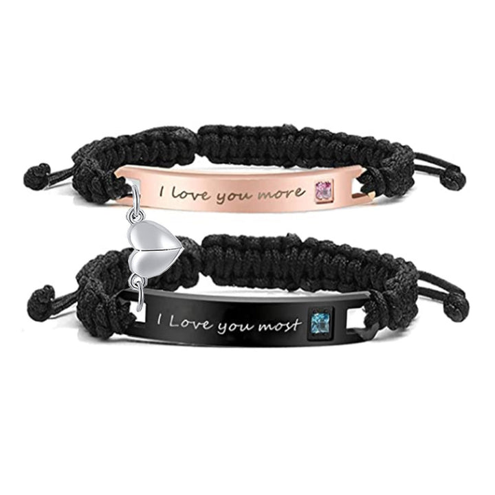Couple Magnetic Hand-Woven Rope Bracelet – Eternal Heart Connection