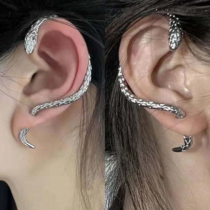 925 Sterling Silver Minimalist Niche Snake Earrings - Snake-Shaped Ear Hooks (Ear Piercing Required)