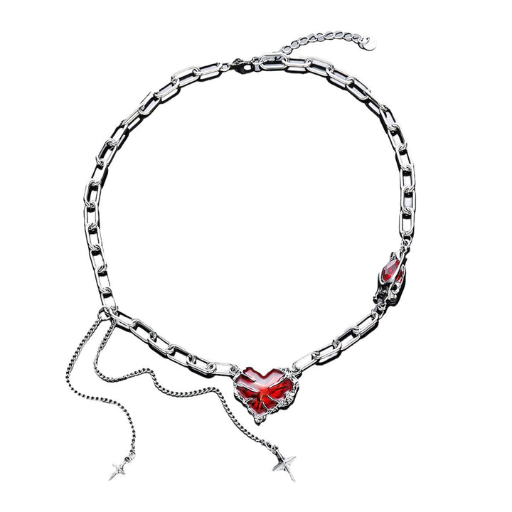 Vintage Dark Heart Necklace Set, Gothic Alt Heart Pendant Chokers, Indie Punk Style Necklace Collection