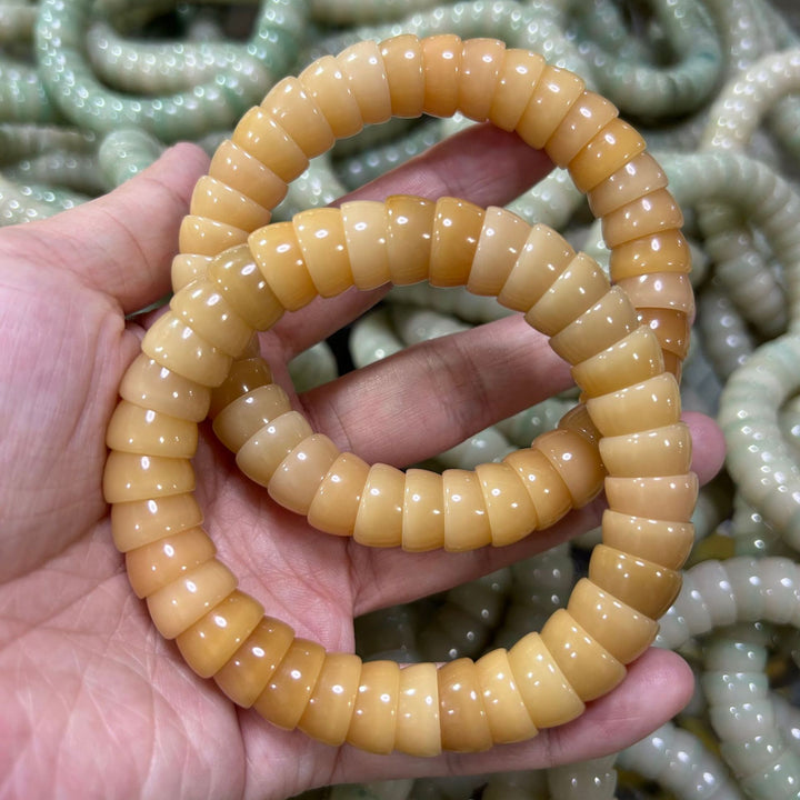 Multi-Gem Bodhi Bead Bracelet with Polished Bowl Beads and Flexible Single Loop Design