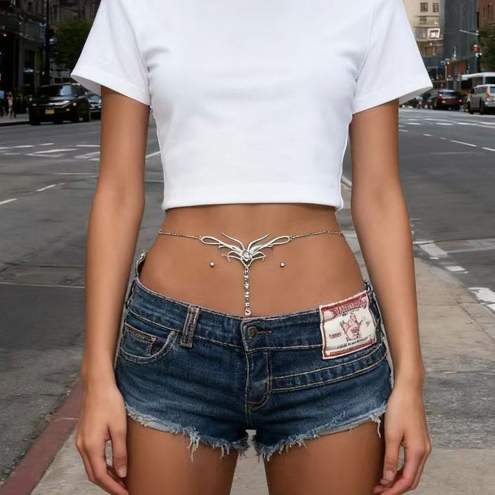 Fairy Wing Diamond Waist Chain (Silver-Tone Sexy Luxury Body Jewelry)