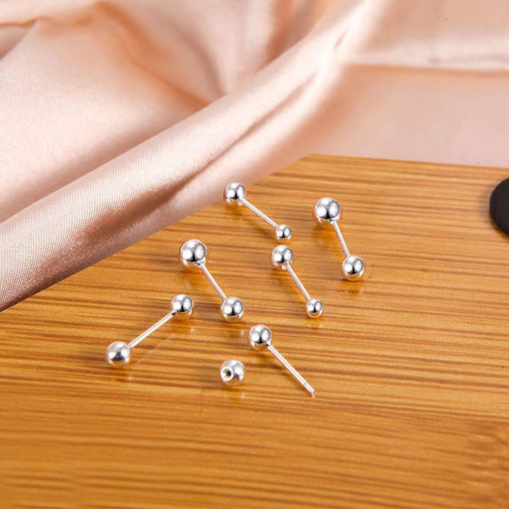 S925 Sterling Silver Mini Bead Stud Earrings for Women – Hypoallergenic Healing Ear Studs