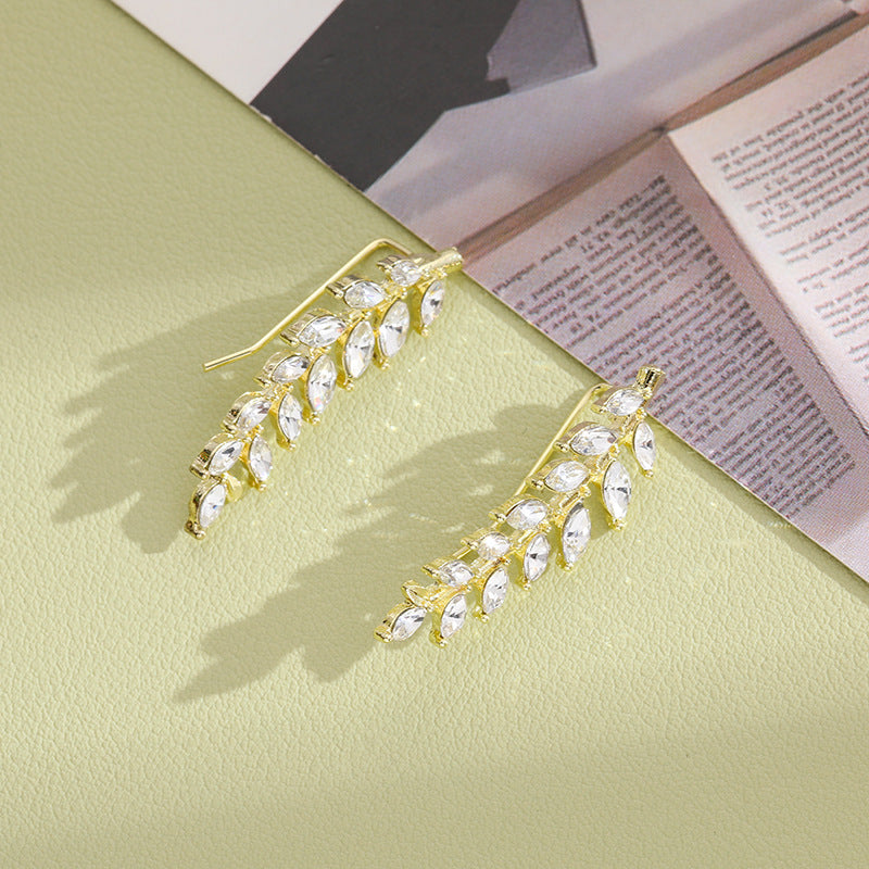 Wheat Ear Pavé Ear Climbers (Light Luxury Niche Design Earrings)