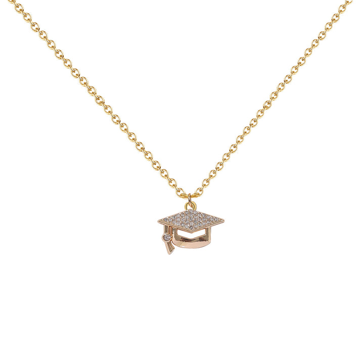 Graduation Cap Rhinestone Pendant Necklace