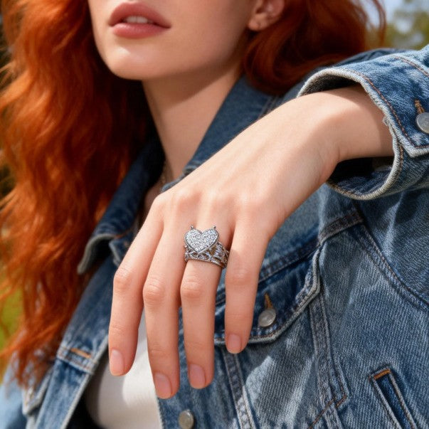 Pave Diamond Crown Ring (Hip-Hop Style Light Luxury Personalized Band)