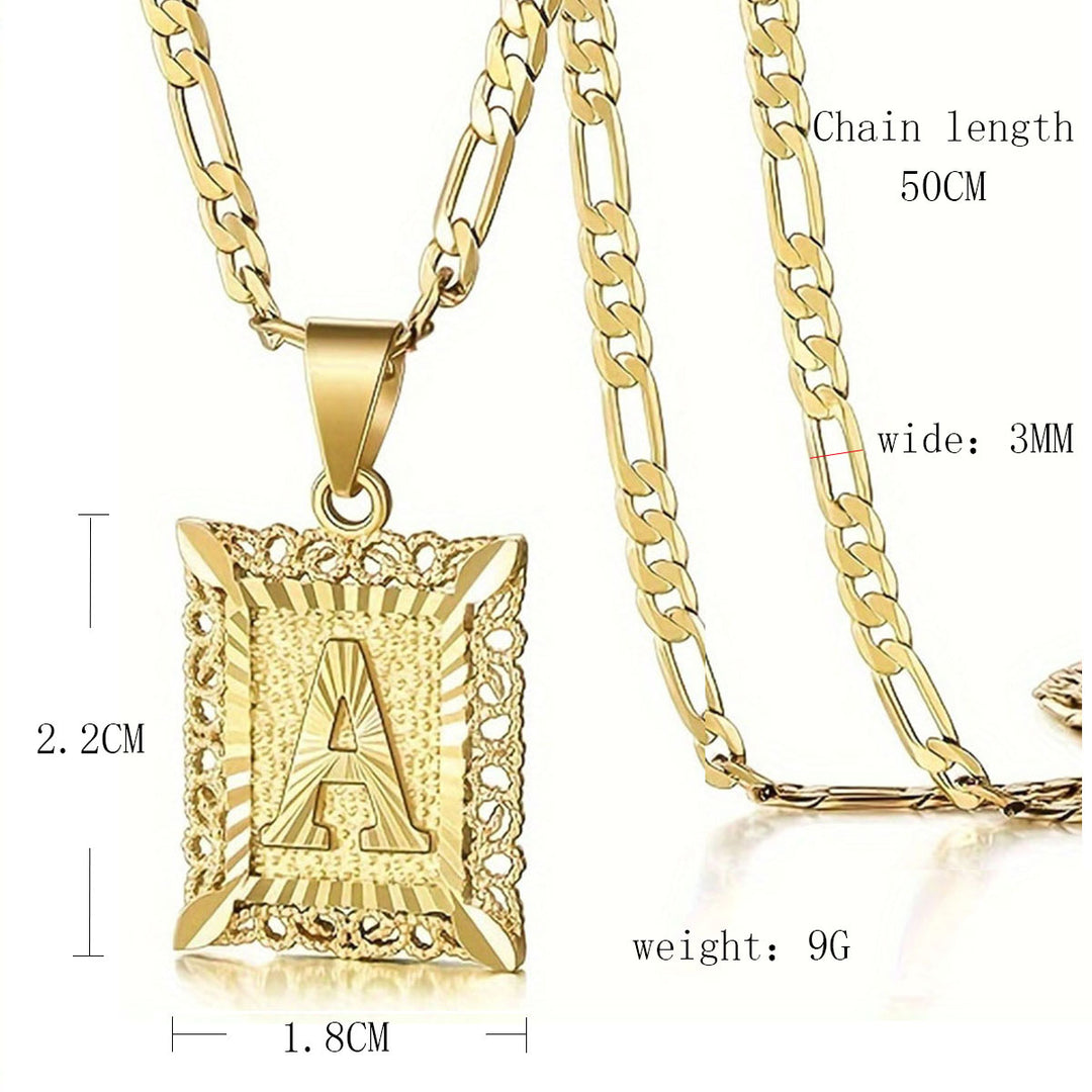Square 14K Gold Alphabet Necklace