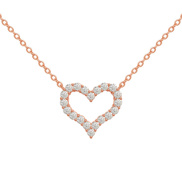 Open Heart Pavé Pendant Necklace Set (Light Luxury Niche Minimalist Choker)