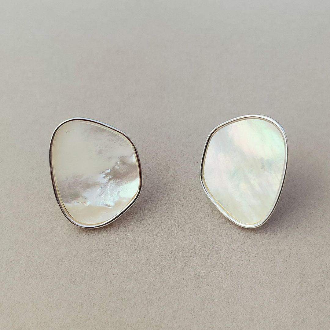 Irregular Geometric White Shell Earrings