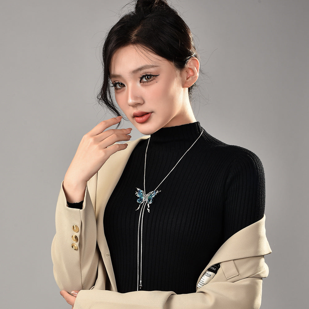 Interchangeable Butterfly Pendant Adjustable Necklace
