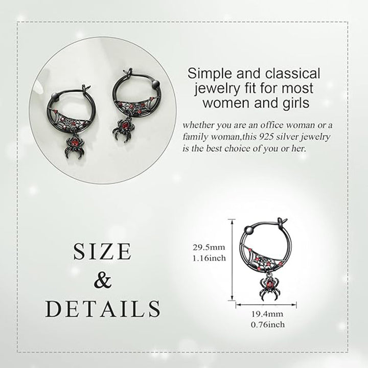 S925 Sterling Silver Spider Web Dangle Earrings for Women