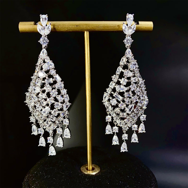 925 Sterling Silver Cubic Zirconia Bridal Micro-Pavé Earrings