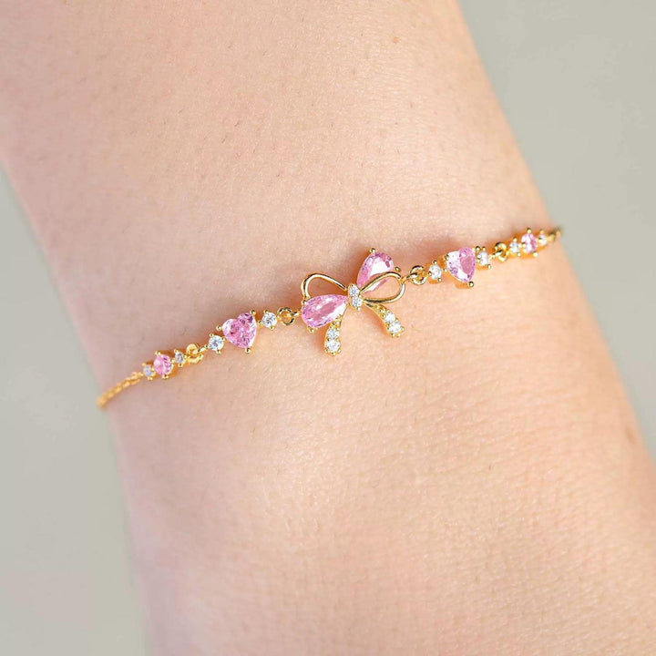Bowknot & Heart Zircon Bracelet for Women – Cute and Trendy Minimalist Design