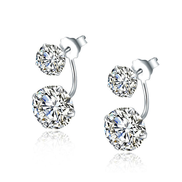 S925 Sterling Silver Double Cubic Zirconia Stud Earrings
