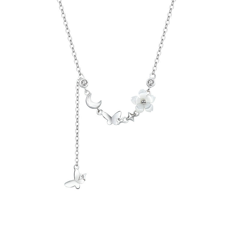 “Floral Butterfly Dance” S999 Pure Silver Jewelry Set – Bracelet / Necklace / Earrings