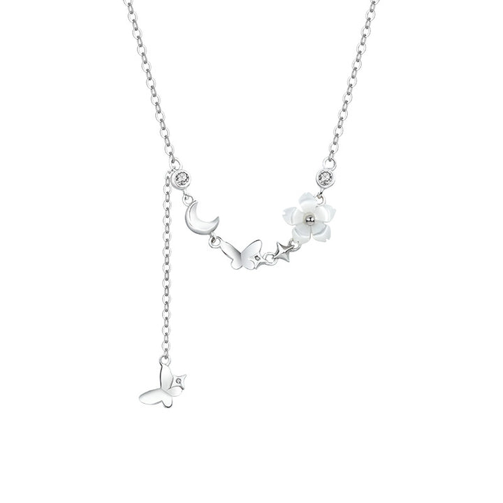 “Floral Butterfly Dance” S999 Pure Silver Jewelry Set – Bracelet / Necklace / Earrings