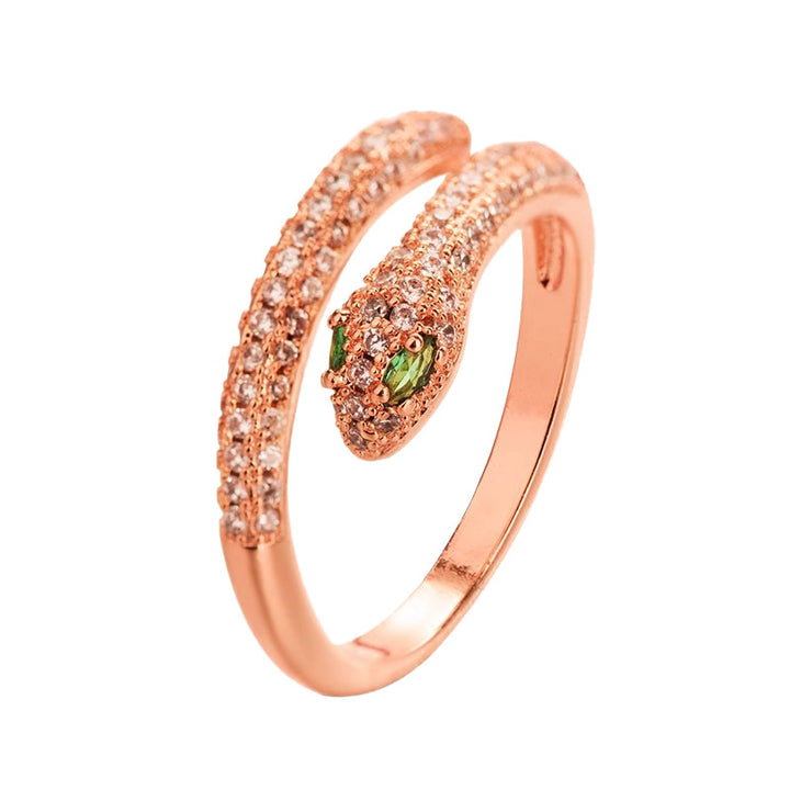 Sterling Silver Zircon-Inlaid Multi-Layered Snake Adjustable Index Finger Ring