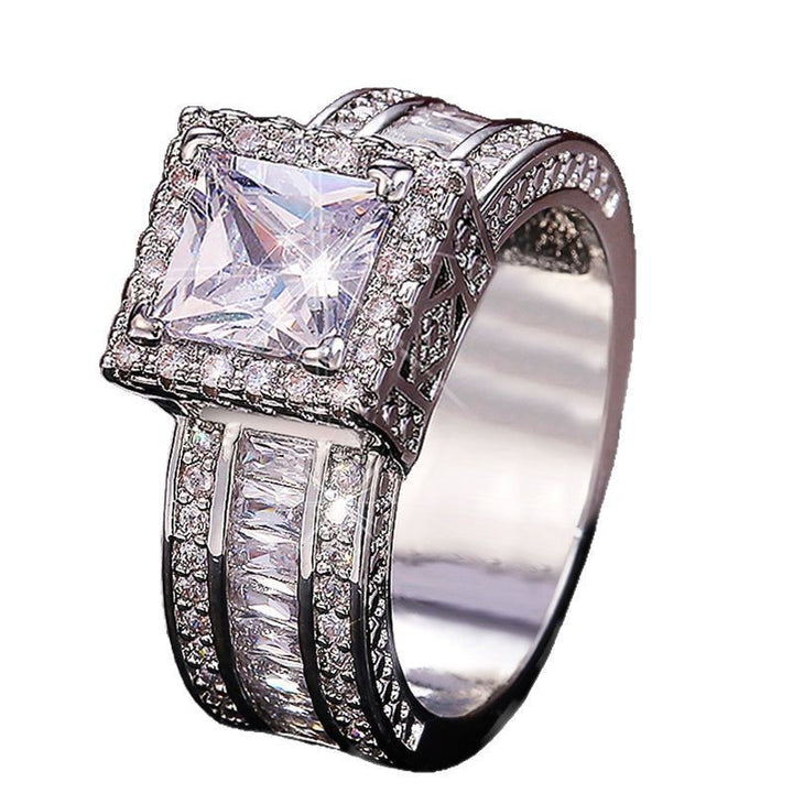 S925 Silver Square-Cut Sparkling Diamond Ring – Elegant Engagement & Proposal Ring