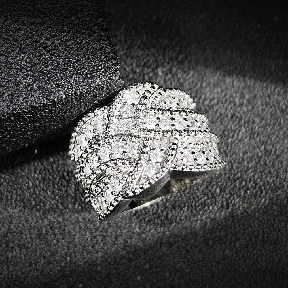 Full Diamond Braided Wide Ring (Cool Luxury Personalized Style)