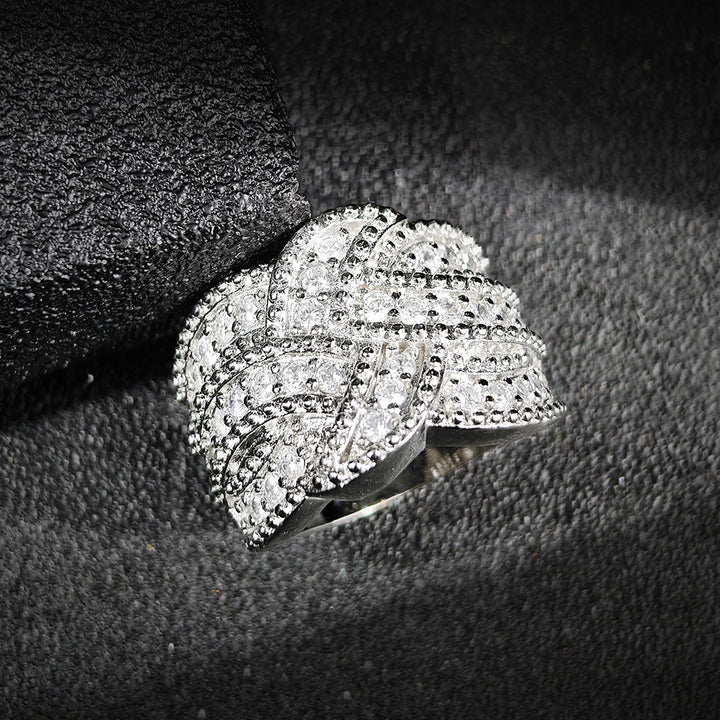 Full Diamond Braided Wide Ring (Cool Luxury Personalized Style)