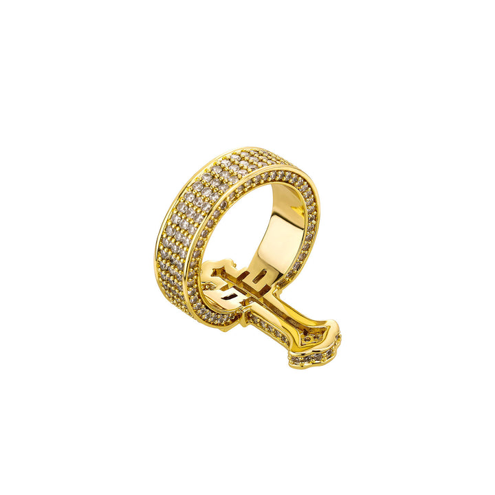 Hip-Hop Cross Micro-Paved Zircon Couple Ring