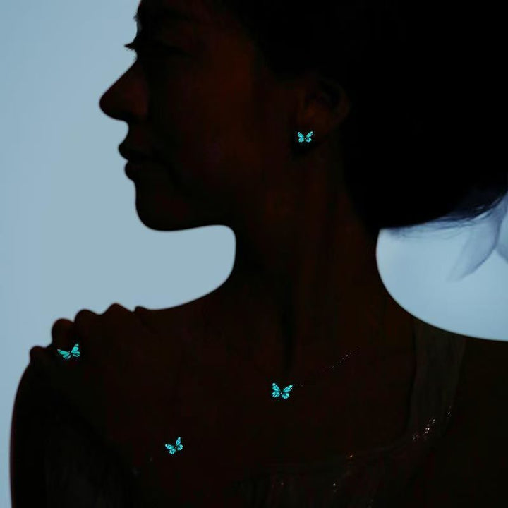 Iridescent Fluorescent Enamel Butterfly Jewelry Set (Fresh Girlish Heart Light Luxury Style)
