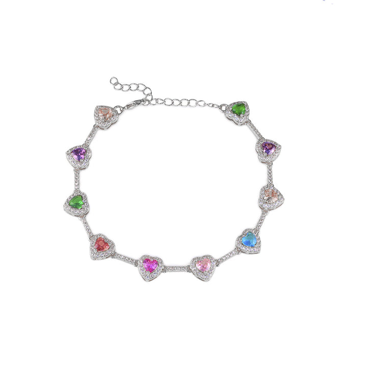 Rainbow Heart Diamond Choker & Bracelet Set (Dopamine Sweet-Cool Vibe Style)