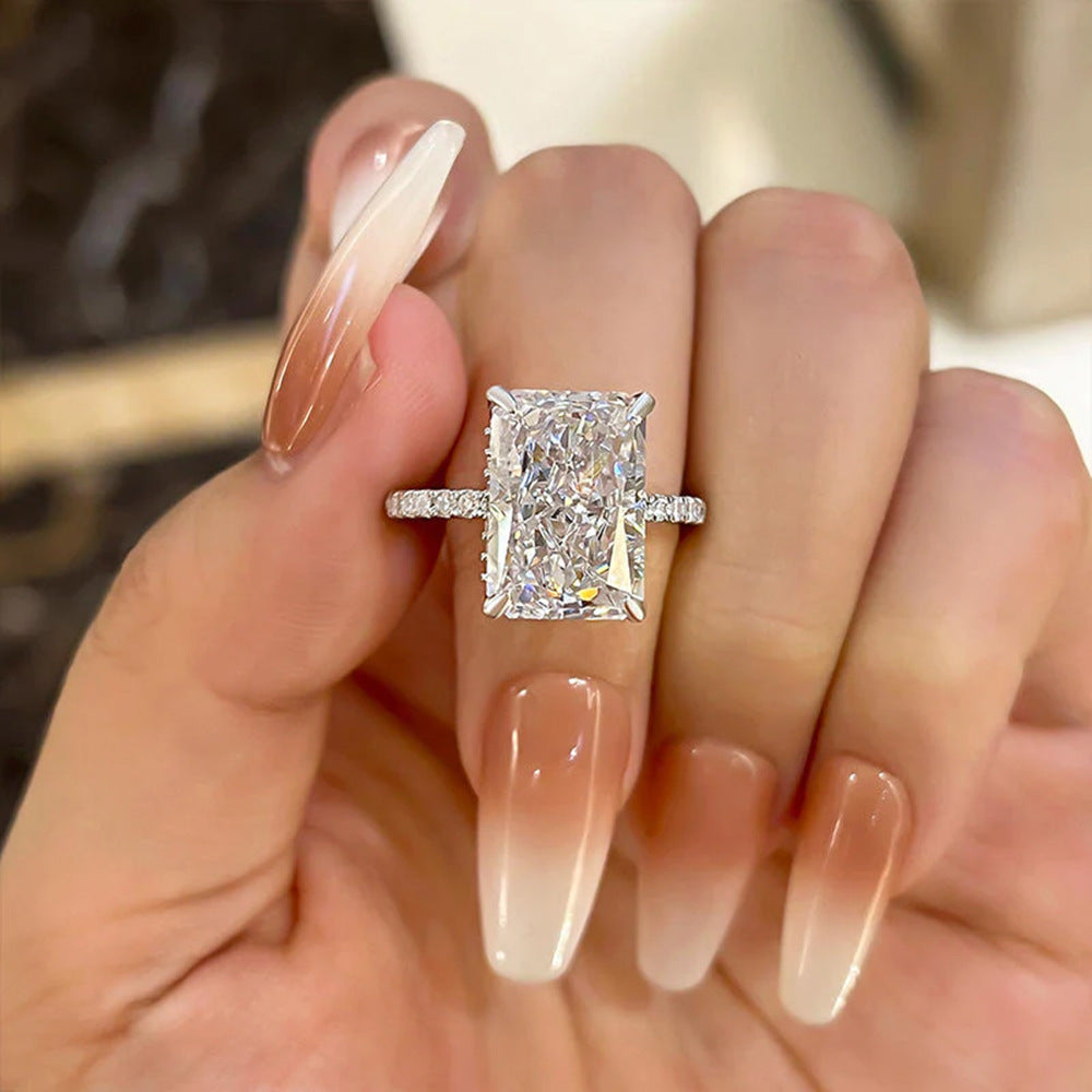 S925 Silver Ice Flower Cut Diamond Ring